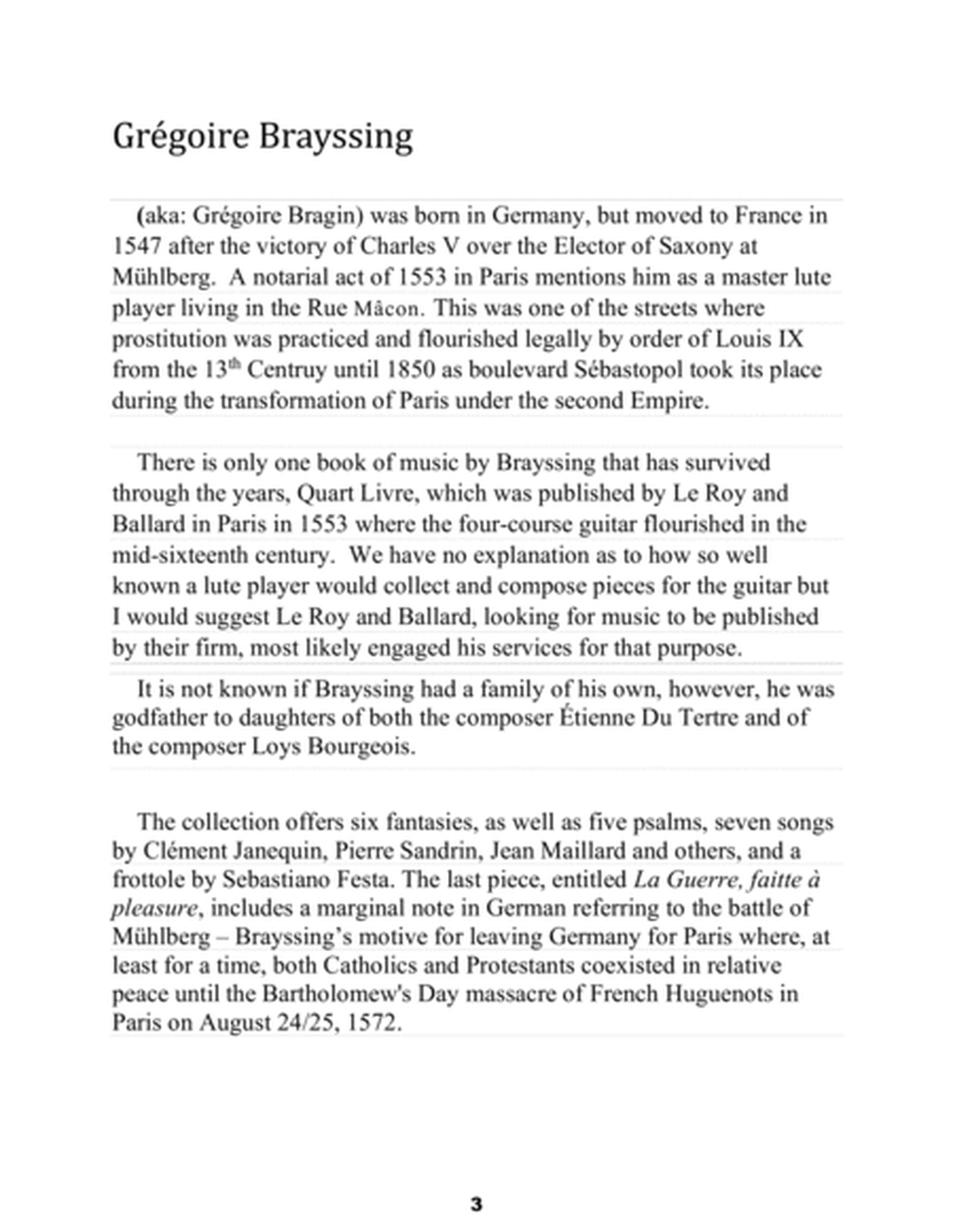 Grégoire Brayssing: Fourth Book of Music for the guitar
