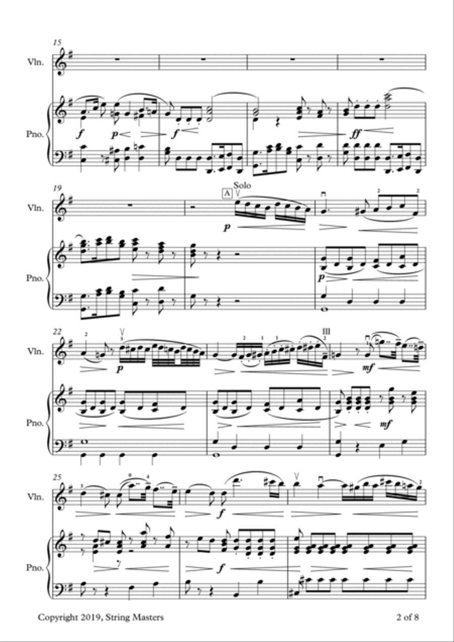 Beethoven, Two Romances Op. 40, Violin and Piano Violin scores gallery preview page 2