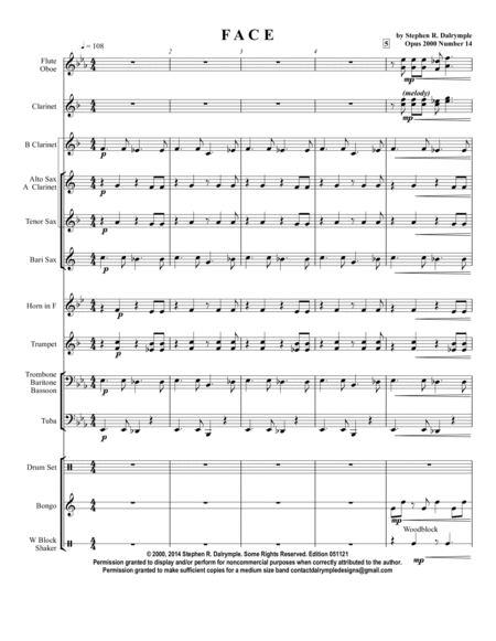 FACE written and arranged for Concert Band by Stephen R Dalrymple image number null