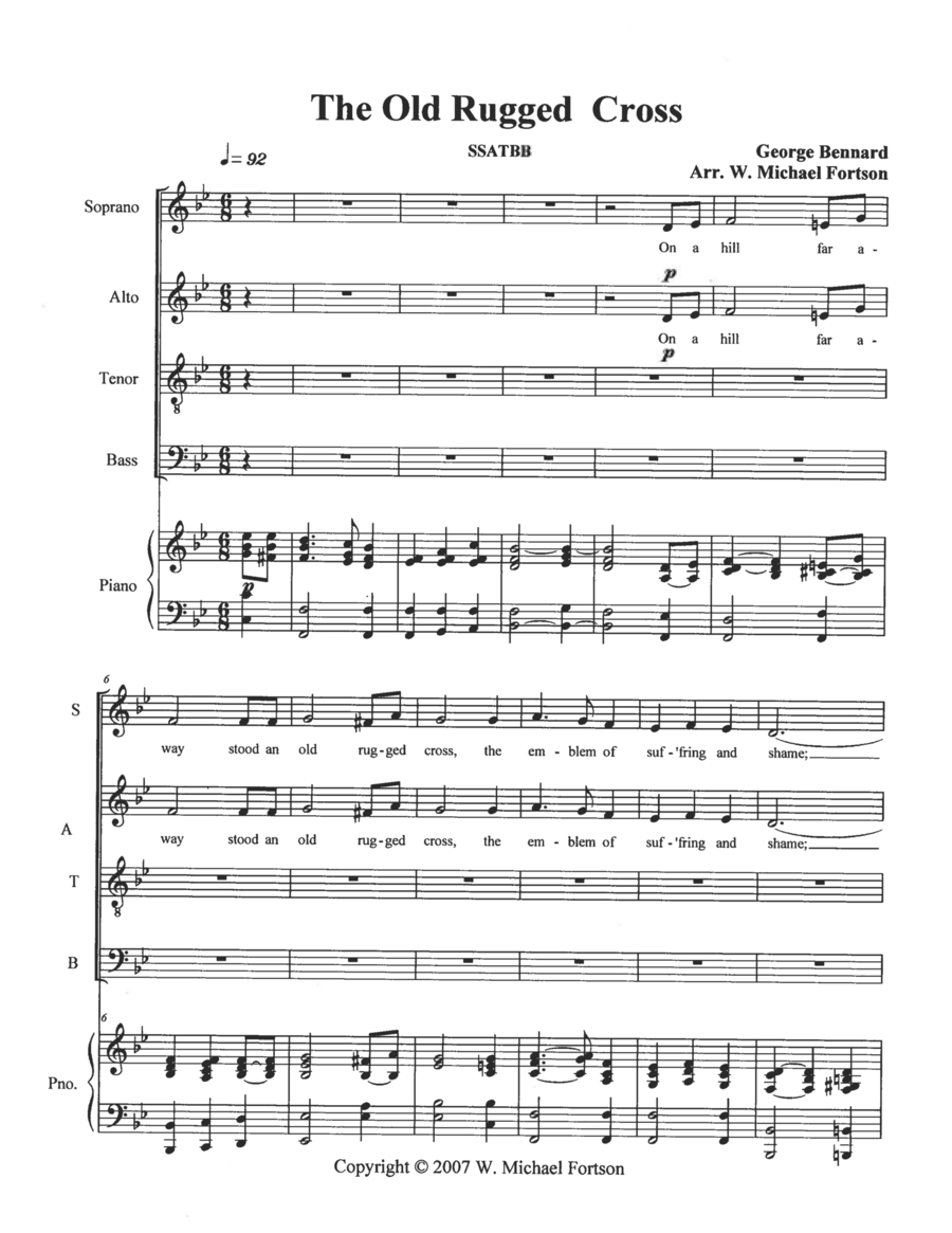 The Old Rugged Cross The Old Rugged Cross Choir scores gallery preview page 1