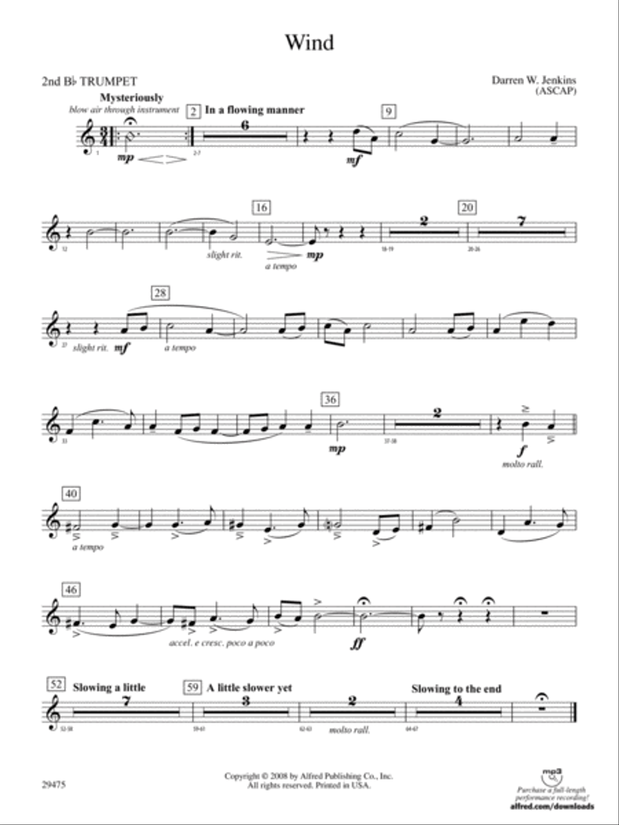 Wind: 2nd B-flat Trumpet Concert Band scores gallery preview page 1