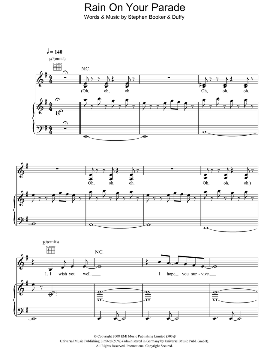 Rain On Your Parade Rain On Your Parade Piano, Vocal, Guitar scores gallery preview page 1