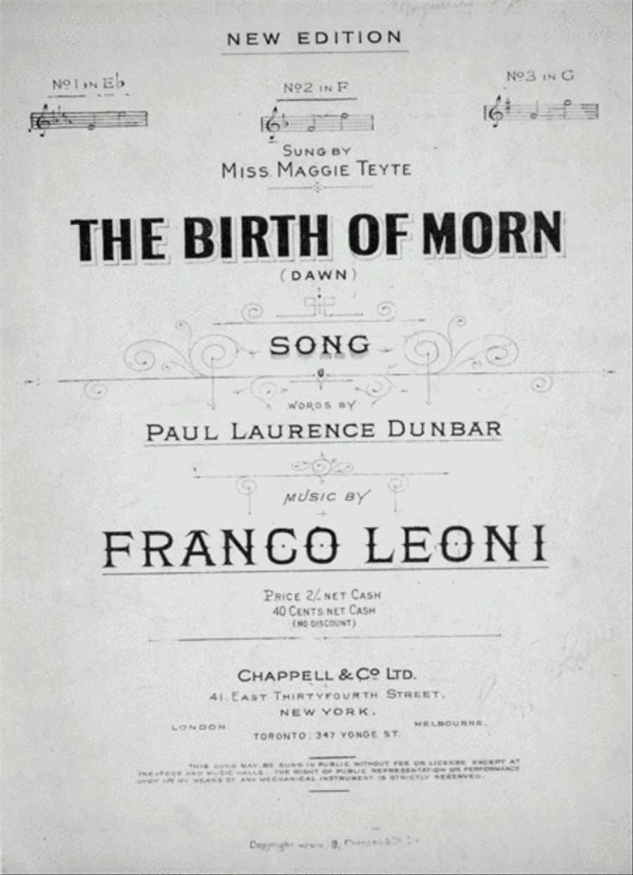 The Birth of Morn (Dawn). Song Voice scores gallery preview page 1