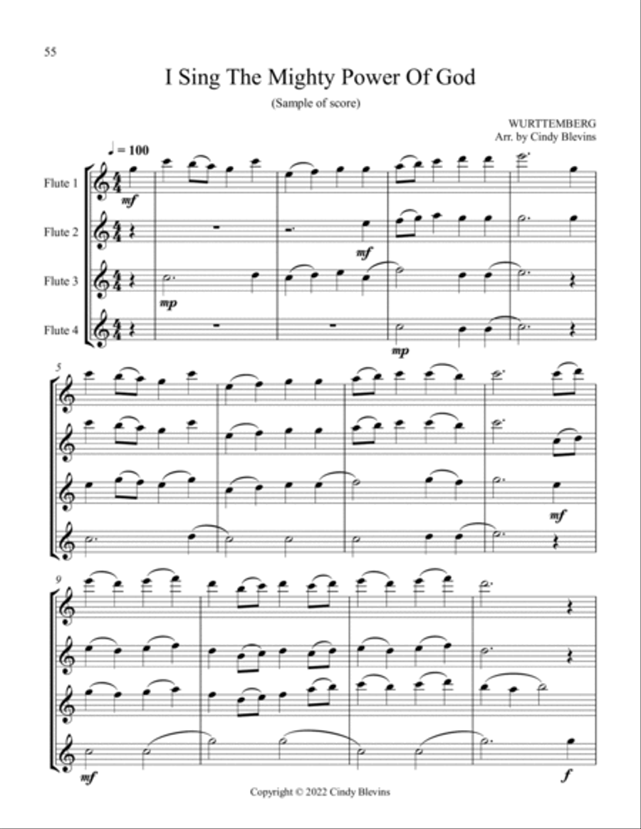 12 Favorite Hymns, Flute Quartet Flute Quartet scores gallery preview page 4