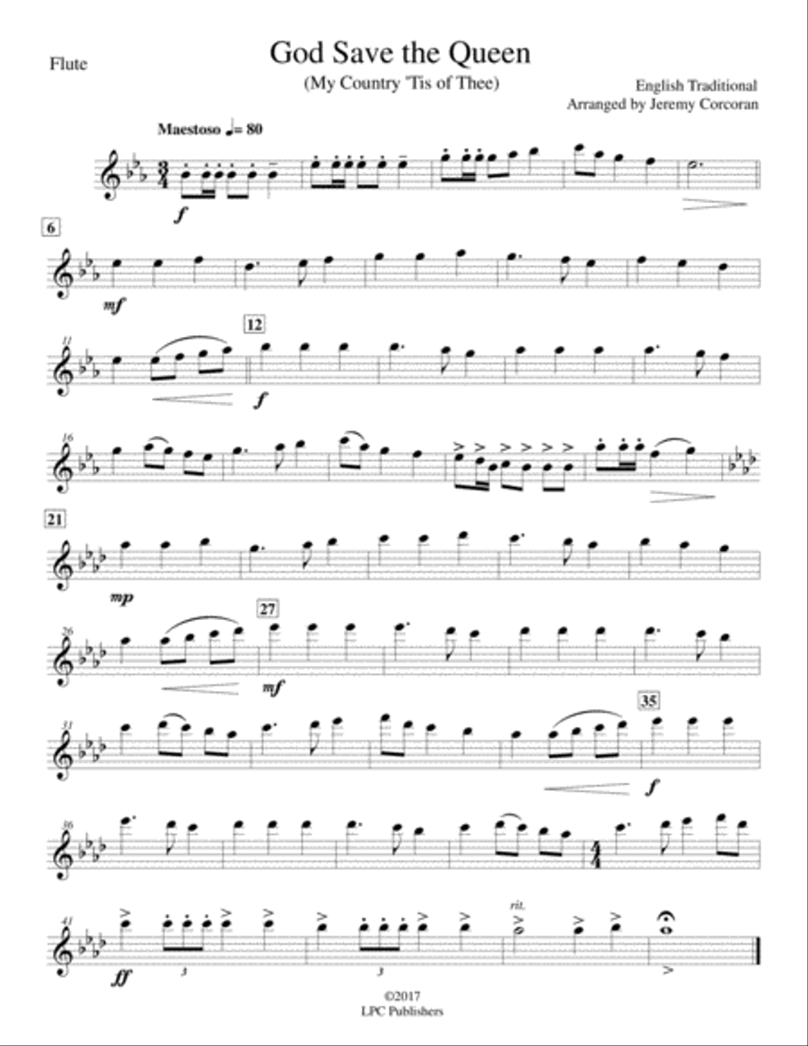 God Save the Queen (My Country Tis of Thee) Woodwind Quintet scores gallery preview page 6