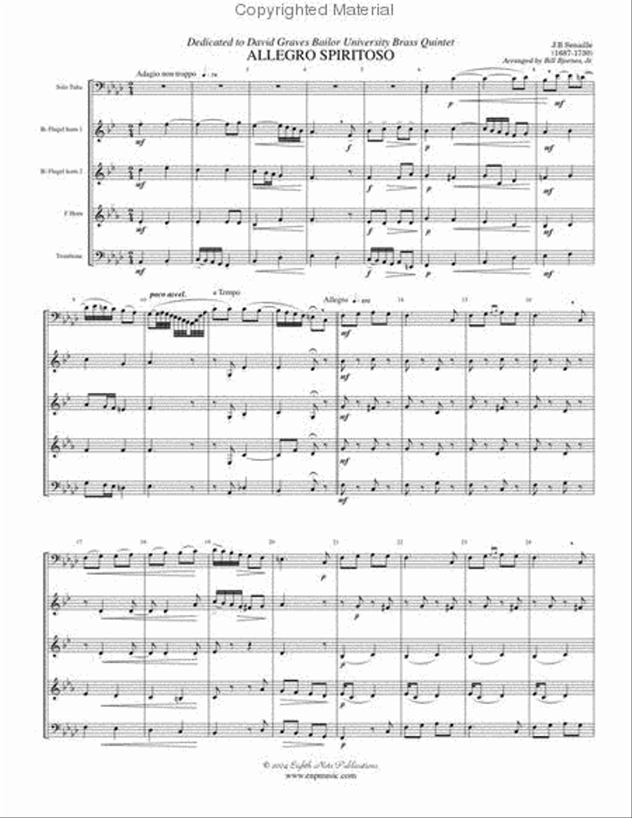 Allegro Spiritoso (from Sonata #5) Brass Quintet scores gallery preview page 2