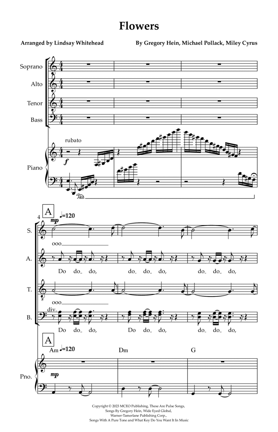 Flowers 4-Part scores gallery preview page 1