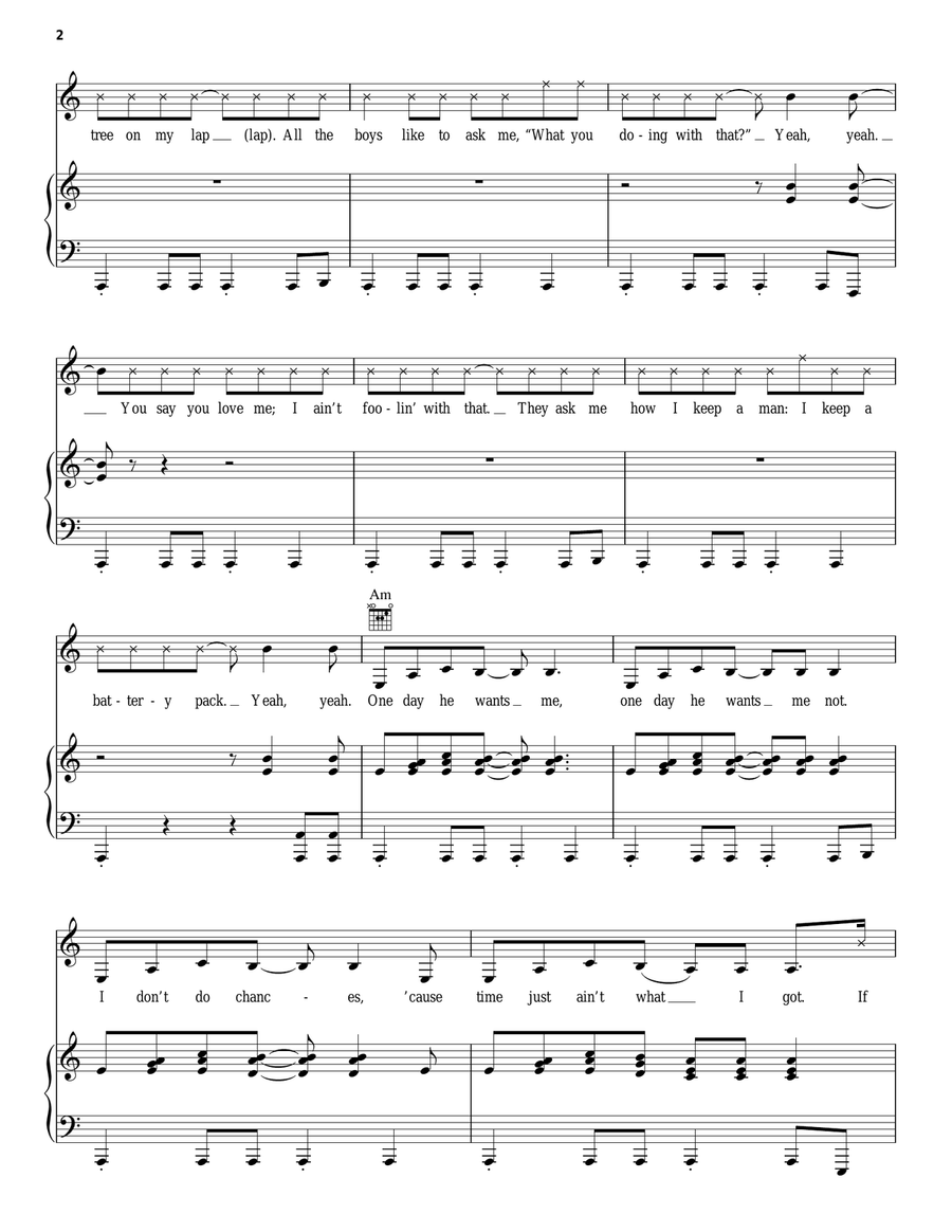 SMS (Bangerz) Piano, Vocal, Guitar scores gallery preview page 2