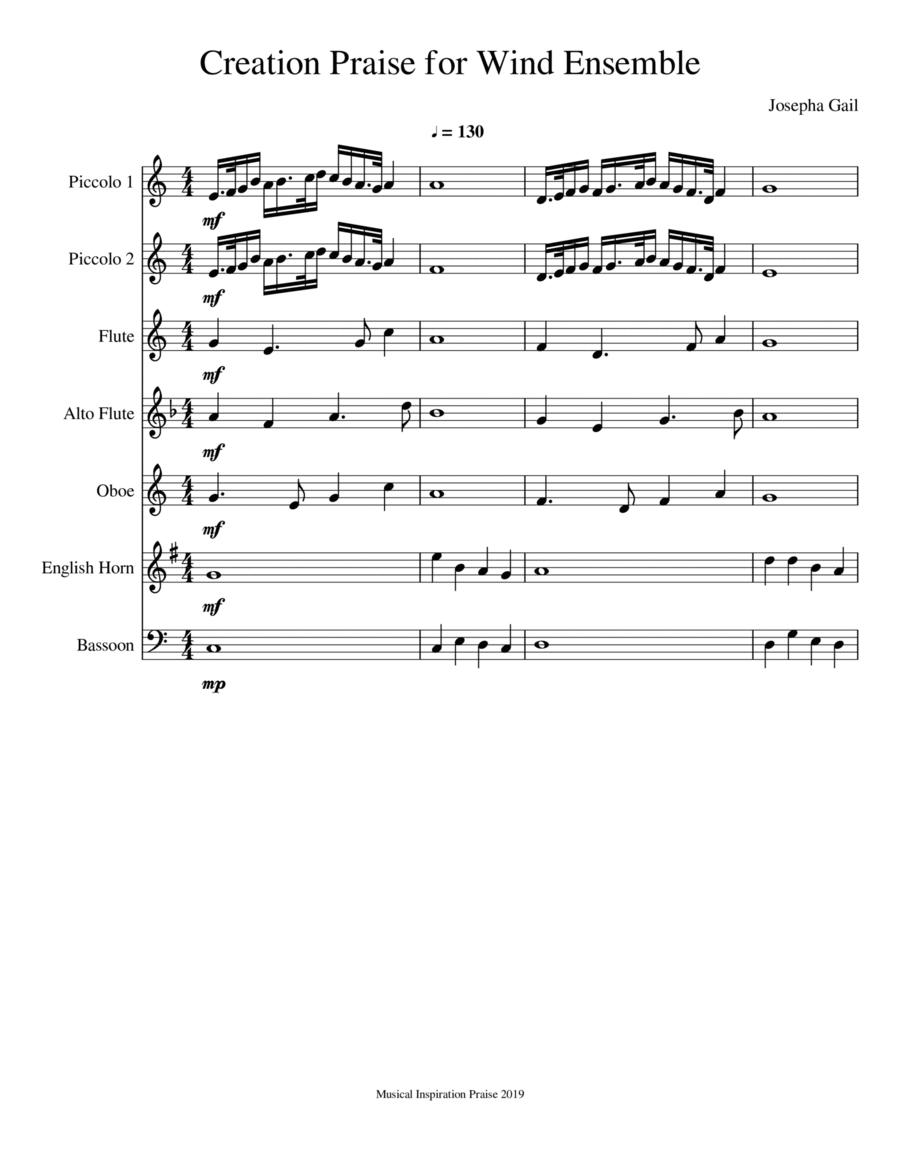 Creation Praise for Wind Ensemble Woodwind Ensemble scores gallery preview page 1