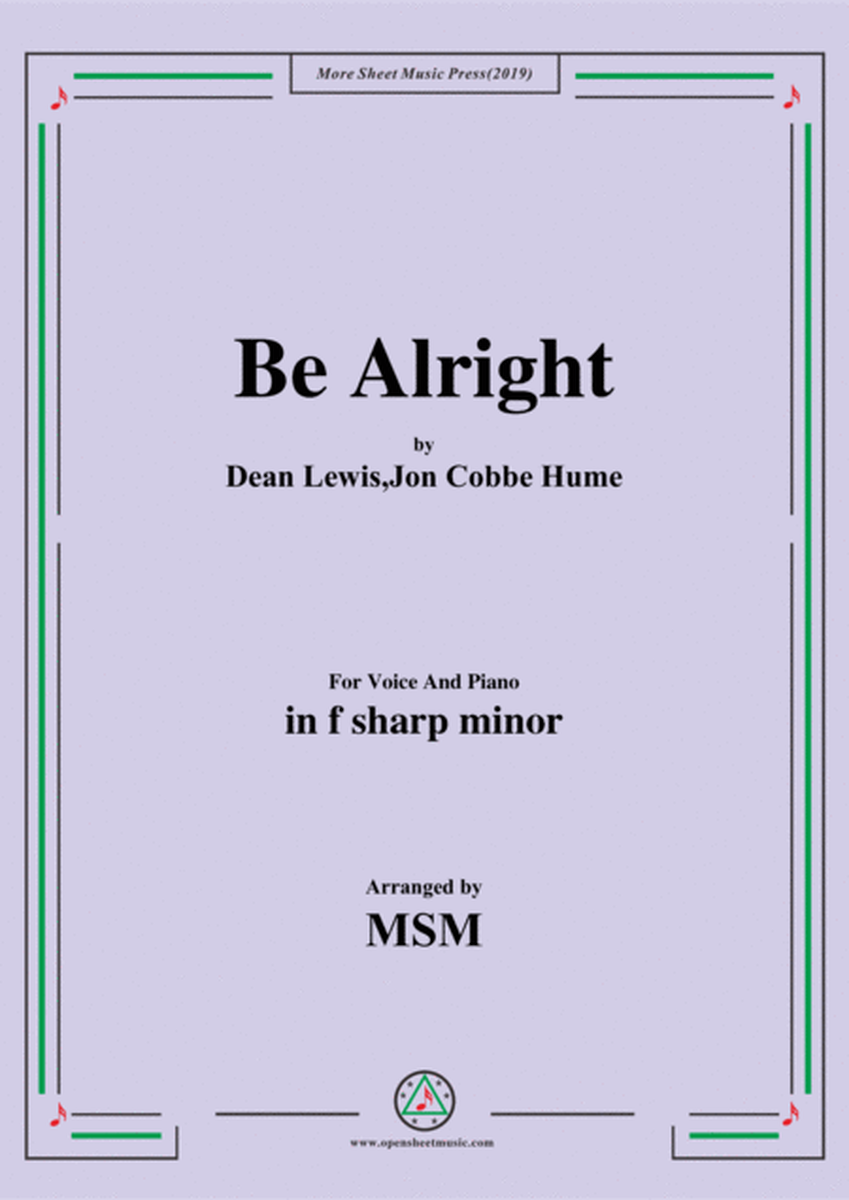 Be Alright,in f sharp minor,for Voice And Piano