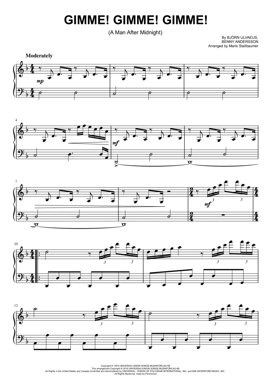 Gimme! Gimme! Gimme! (a Man After Midnight) Voice scores gallery preview page 1