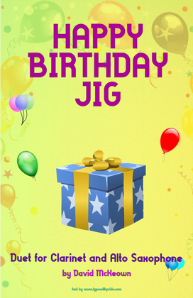 Book cover for Happy Birthday Jig, for Clarinet and Alto Saxophone Duet