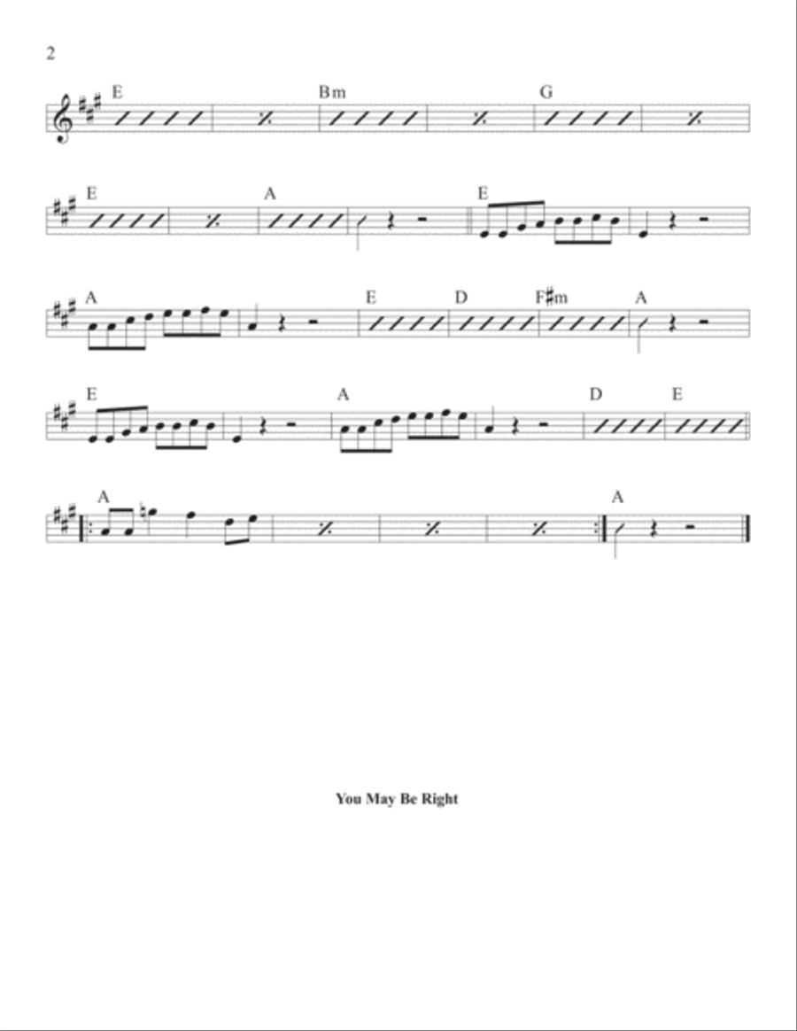 You May Be Right Piano, Vocal, Guitar scores gallery preview page 2
