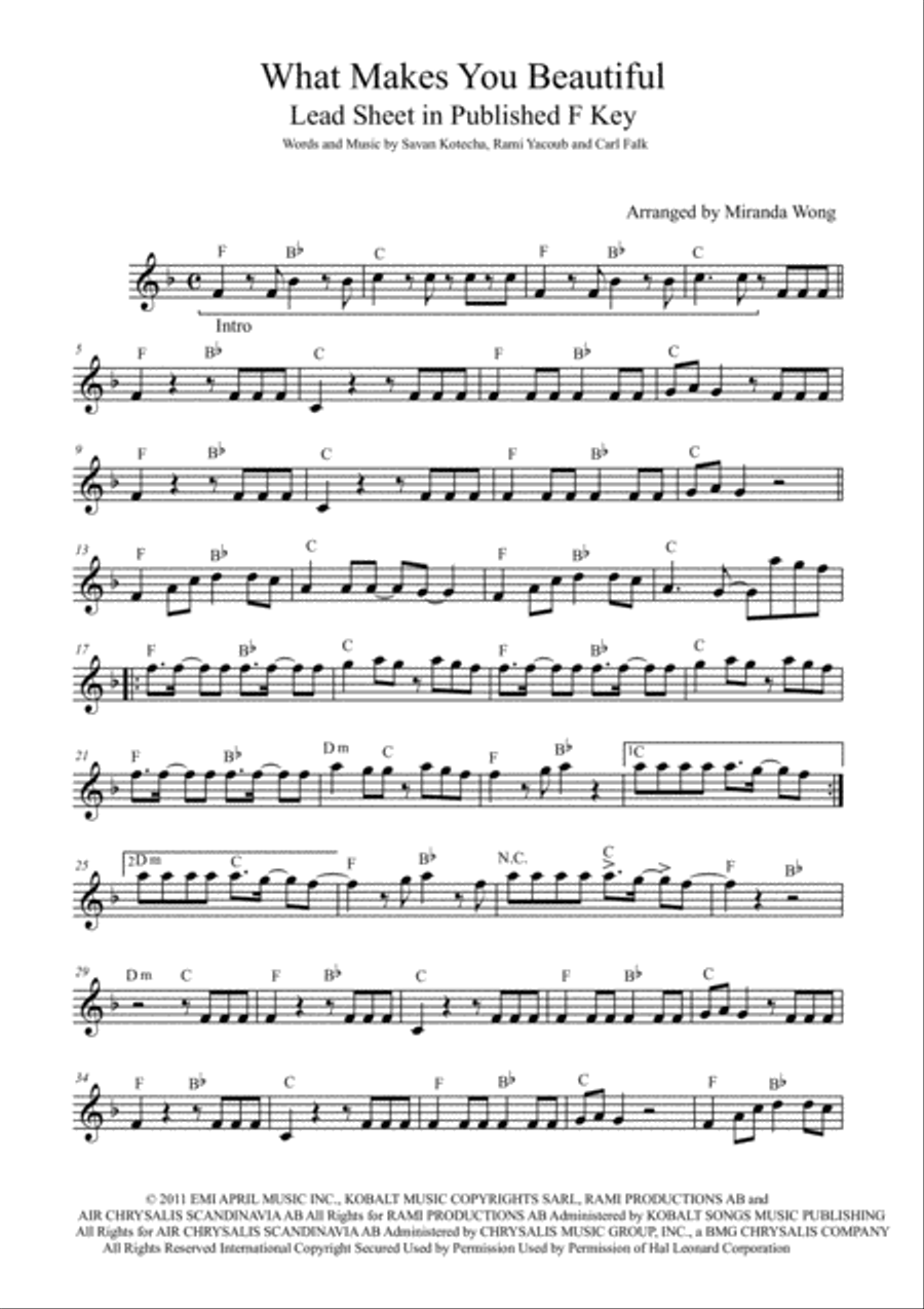 What Makes You Beautiful Small Ensemble scores gallery preview page 1