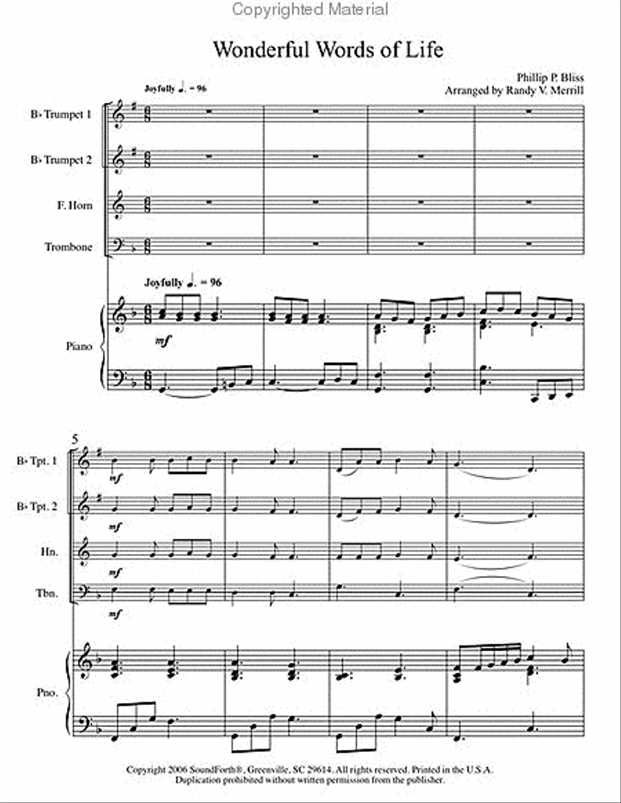 Wonderful Words of Life - Brass Quartet Brass Quartet scores gallery preview page 2
