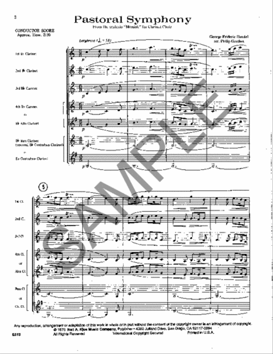 Pastoral Symphony (From Messiah) Clarinet Solo scores gallery preview page 2