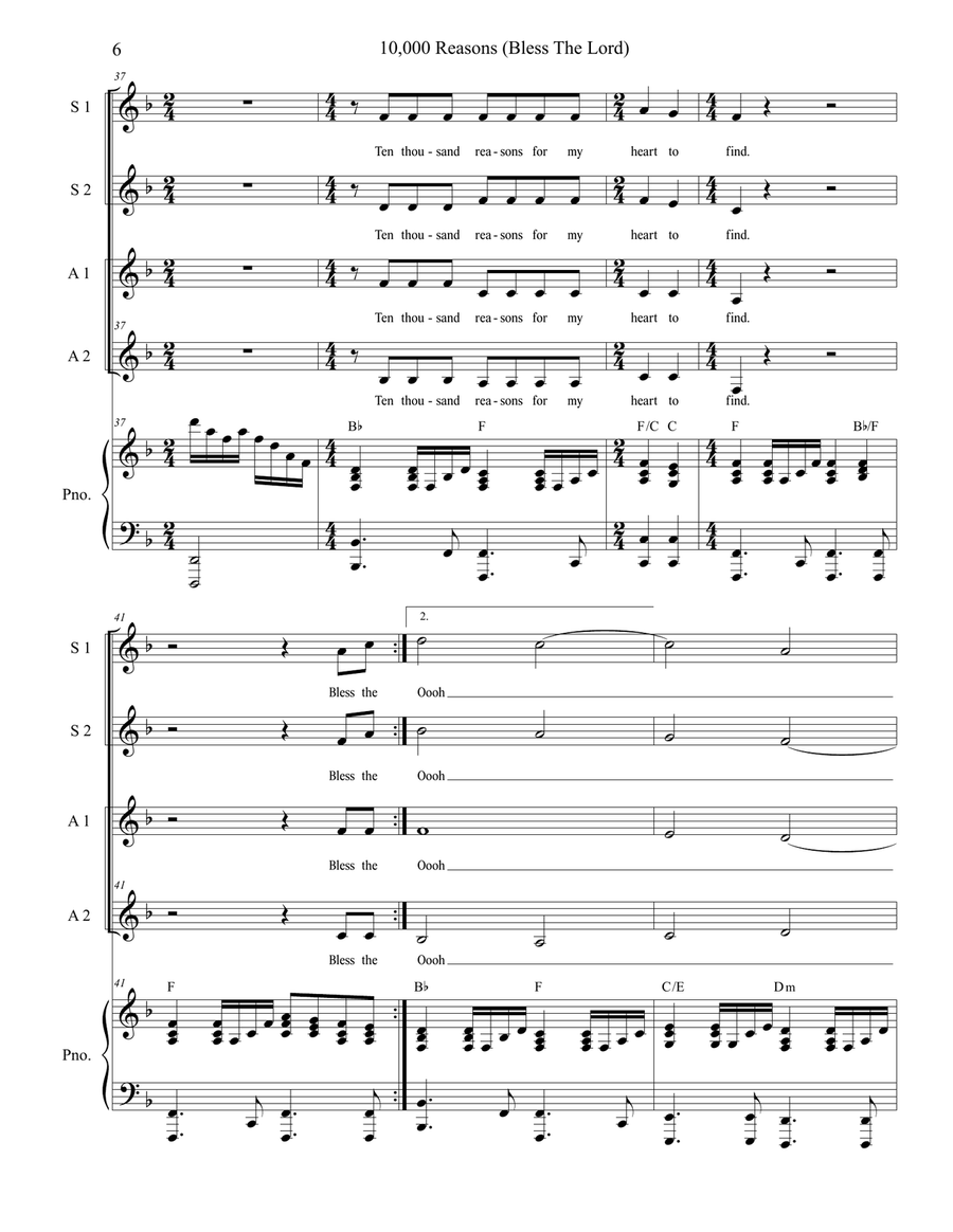 10,000 Reasons (Bless The Lord) Piano, Vocal scores gallery preview page 6