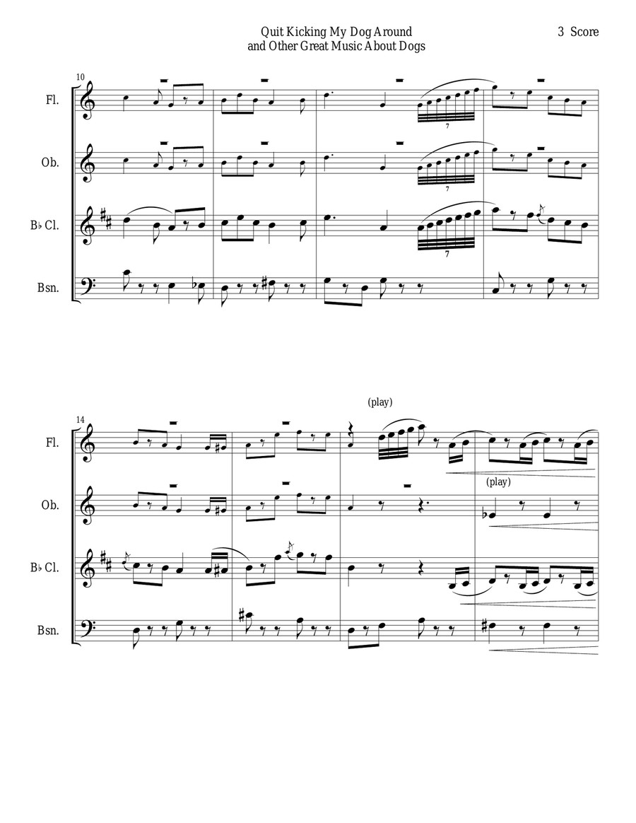 Quit Kicking My Dog Around and Other Music about Dogs for Woodwind Quartet Woodwind Quartet scores gallery preview page 3