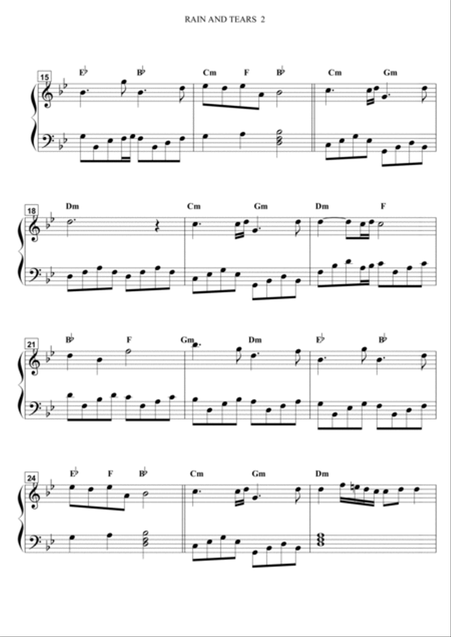 Rain And Tears Rain And Tears Piano Solo scores gallery preview page 2