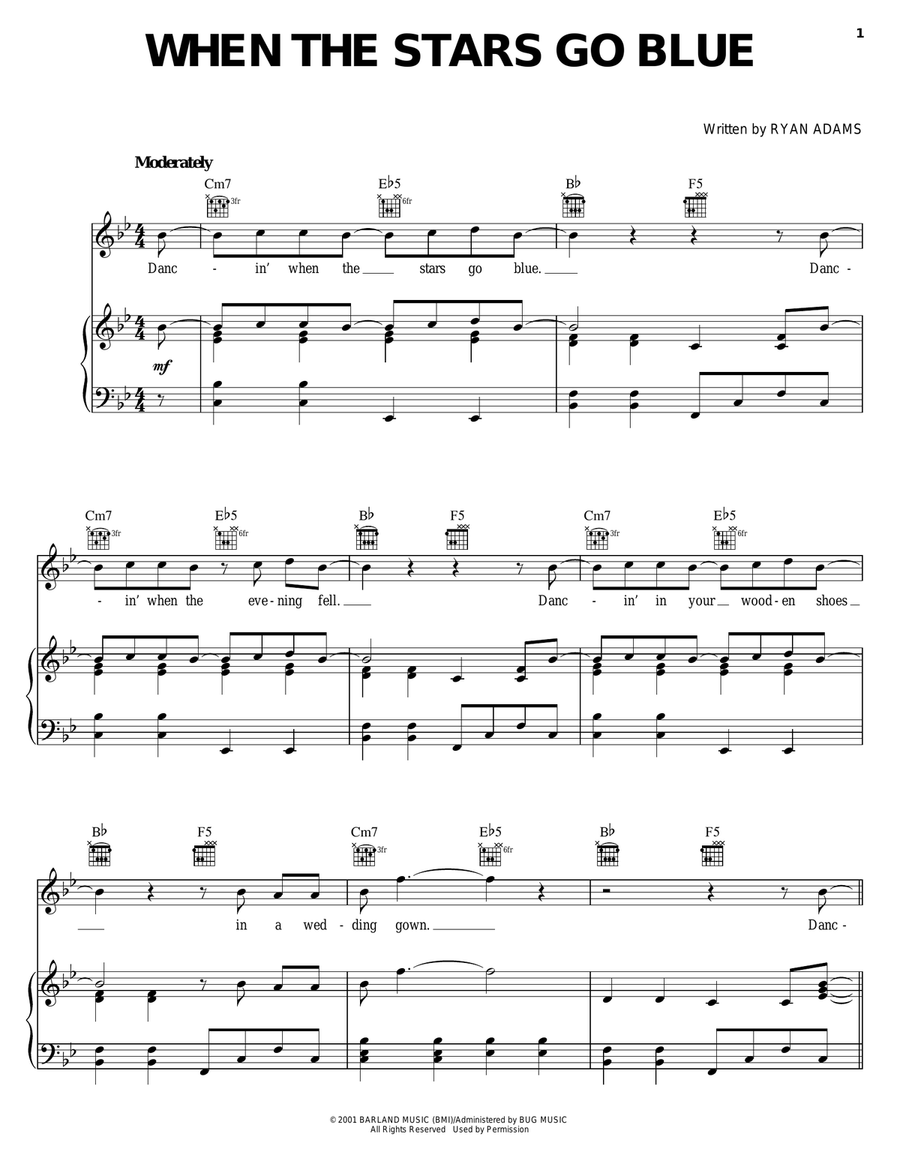 When The Stars Go Blue When The Stars Go Blue Piano, Vocal, Guitar scores gallery preview page 1