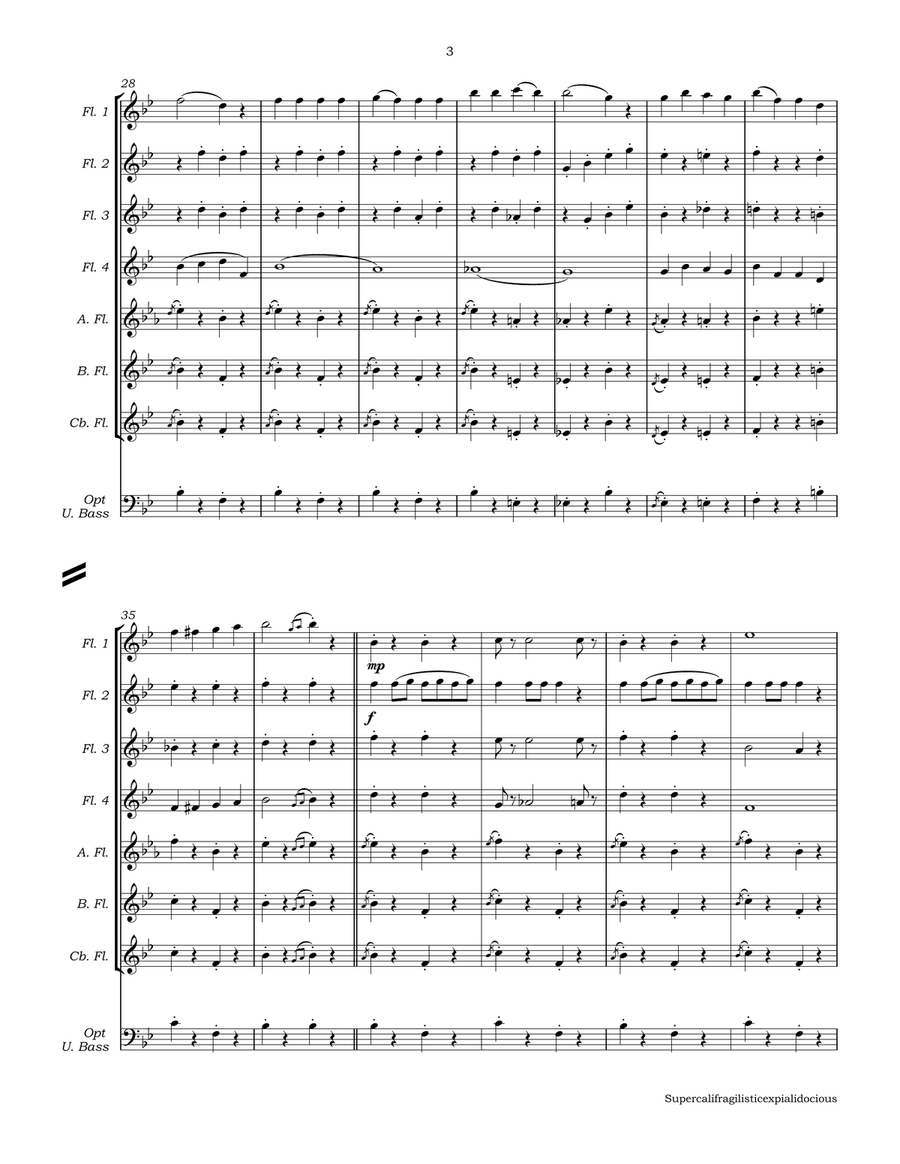Supercalifragilisticexpialidocious from Walt Disney's MARY POPPINS Flute Choir scores gallery preview page 6