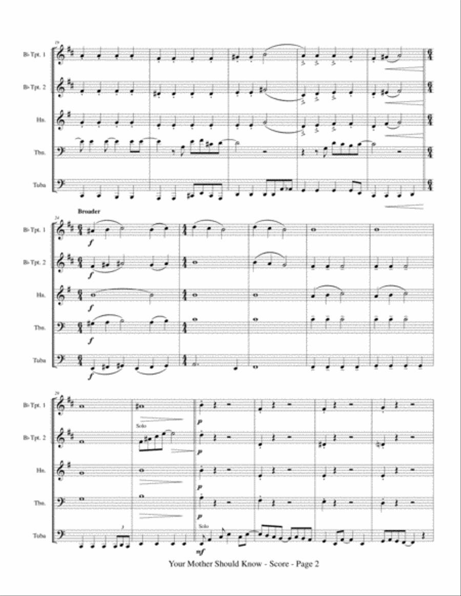 Your Mother Should Know Brass Ensemble scores gallery preview page 4