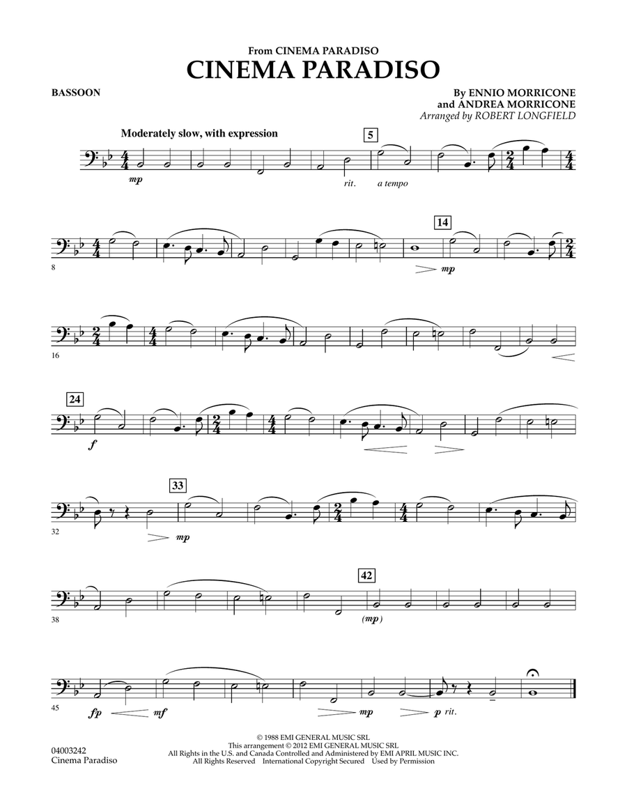 Cinema Paradiso (Flexible Solo with Band) - Bassoon Concert Band scores gallery preview page 1