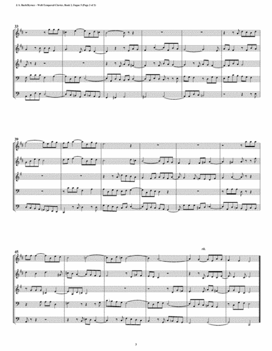 Fugue 05 from Well-Tempered Clavier, Book 2 (Conical Brass Quintet) image number null