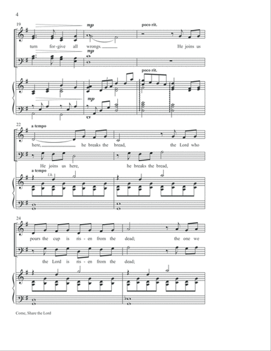 Come, Share the Lord Come, Share the Lord 4-Part scores gallery preview page 5