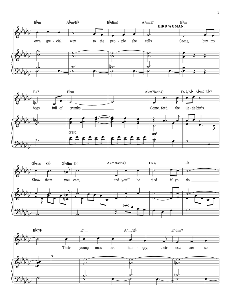 Feed The Birds (Tuppence A Bag) (from Mary Poppins: The Musical) Voice scores gallery preview page 3