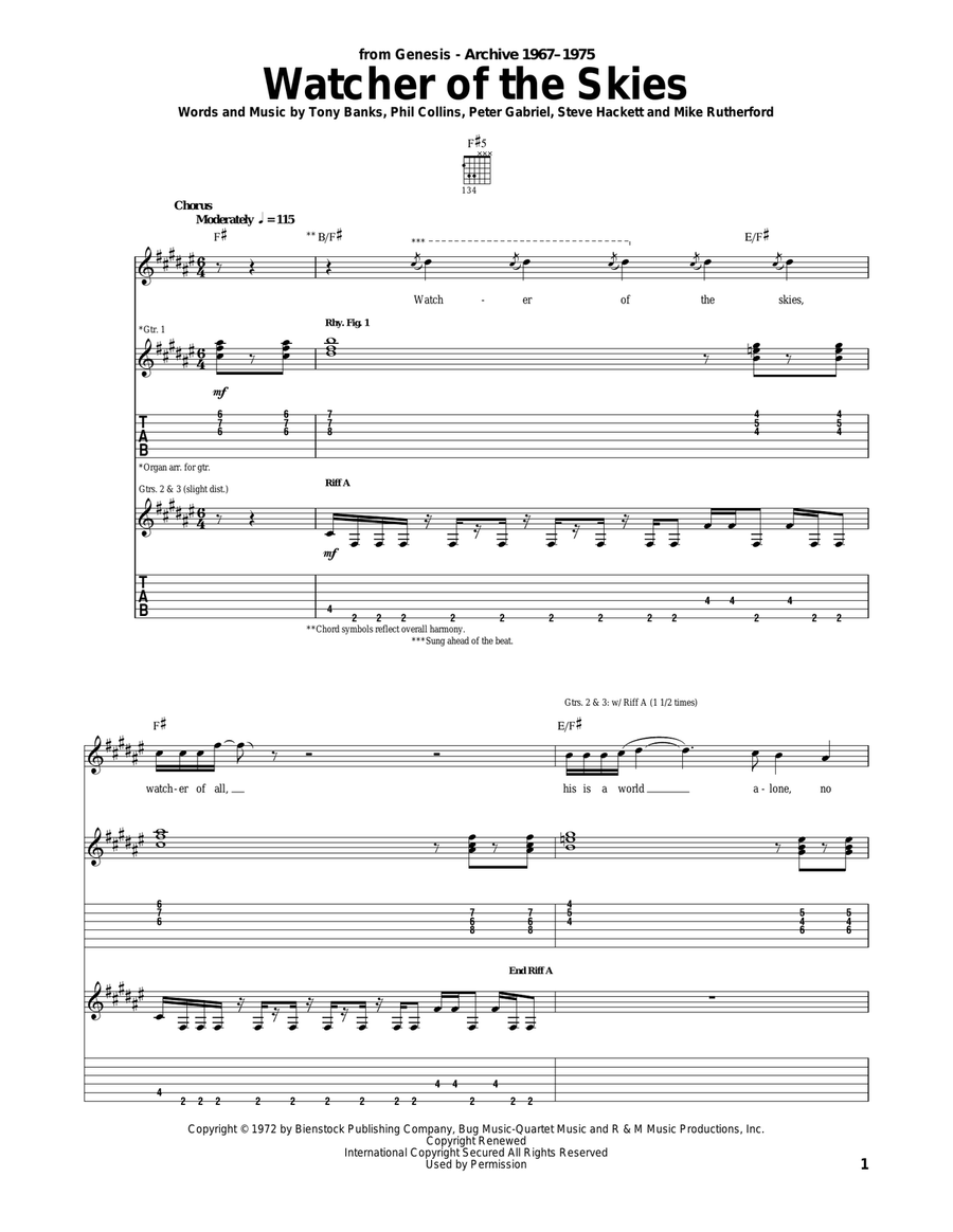 Watcher Of The Skies Acoustic Guitar scores gallery preview page 1