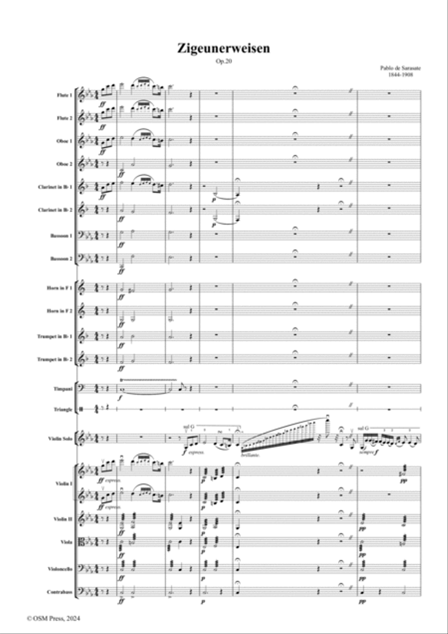 Sarasate-Zigeunerweisen(Gypsy Airs),Op.20,for Violin and Orchestra String Orchestra scores gallery preview page 2