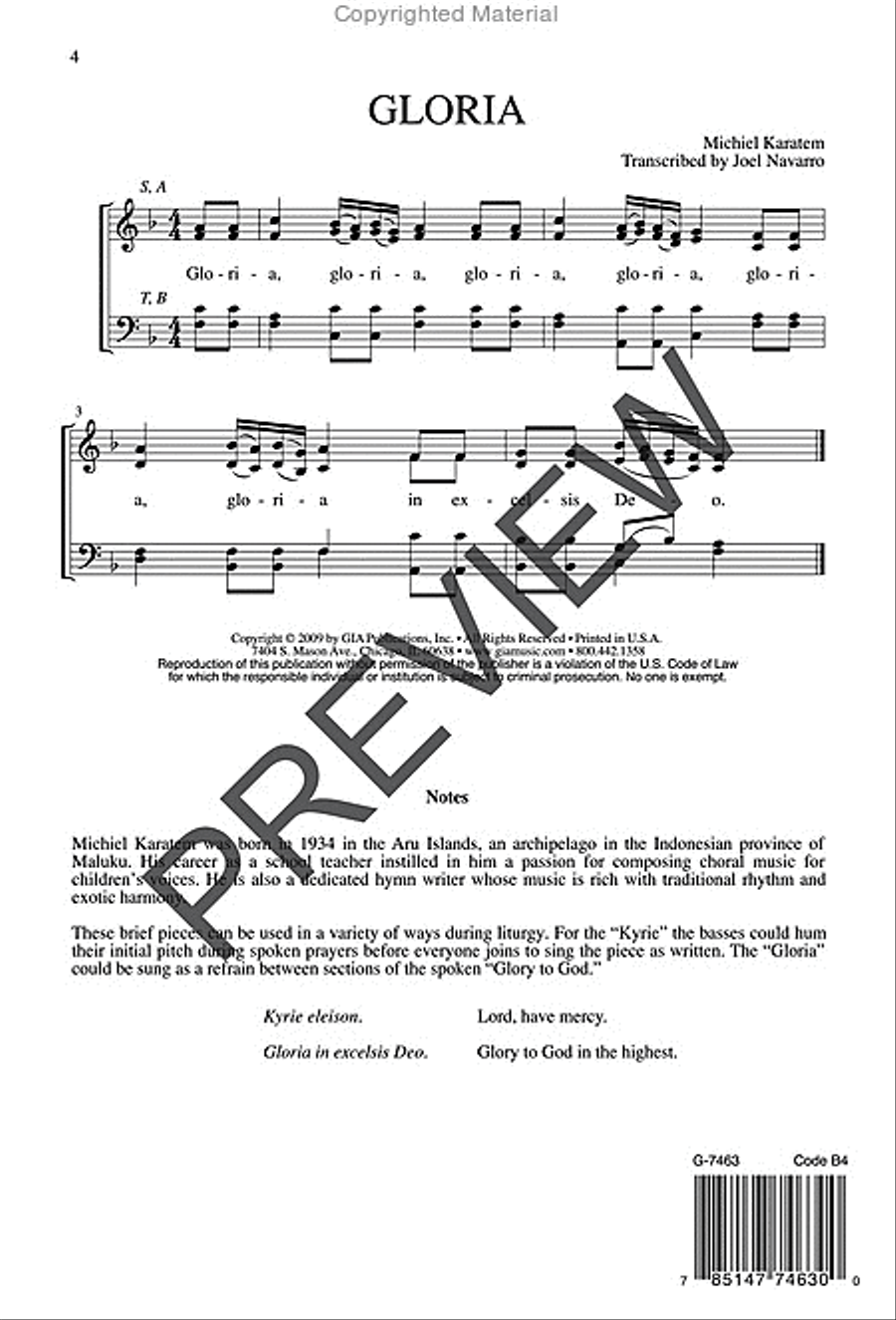 Kyrie and Gloria 4-Part scores gallery preview page 4