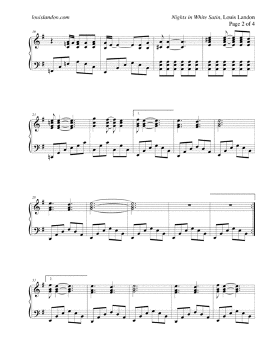 Nights In White Satin Piano Solo scores gallery preview page 3
