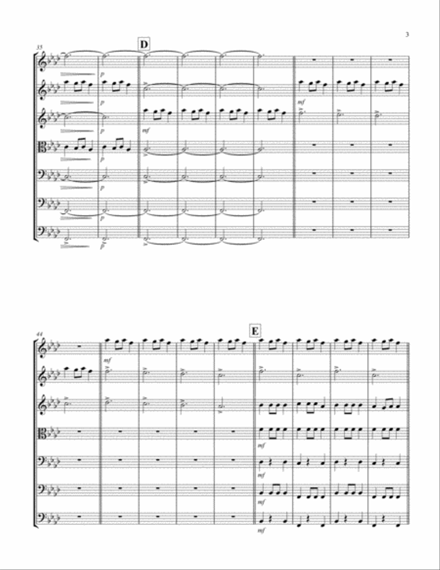 Carol of the Bells (F min) (String Septet - 3 Violin, 1 Viola, 2 Cello, 1 Bass) Cello scores gallery preview page 3