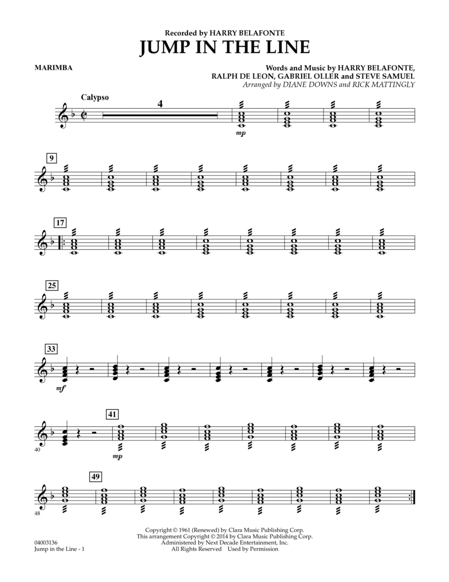 Jump in the Line - Marimba Concert Band scores gallery preview page 1