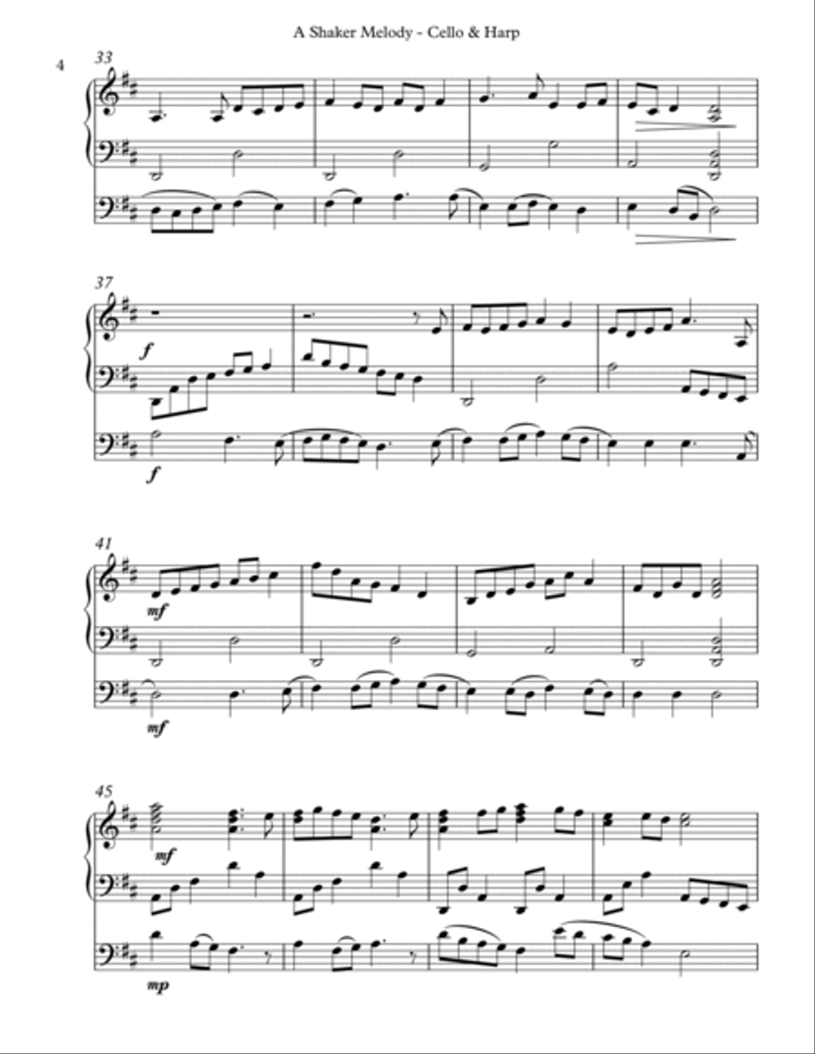 A Shaker Melody, Duet for Cello & Harp String Duet scores gallery preview page 4