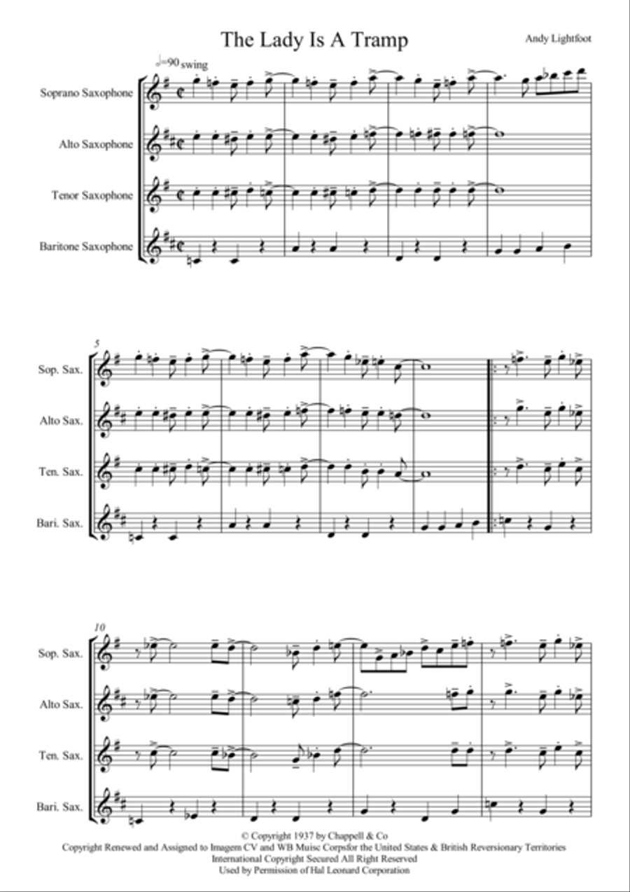 The Lady Is A Tramp The Lady Is A Tramp Woodwind Quartet scores gallery preview page 2