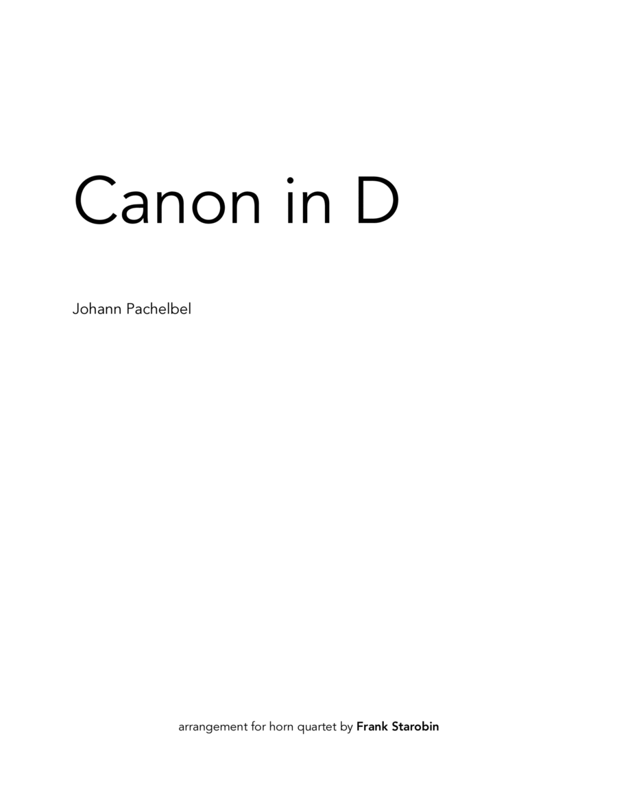 Canon in D for Horn Quartet French Horn Quartet scores gallery preview page 1
