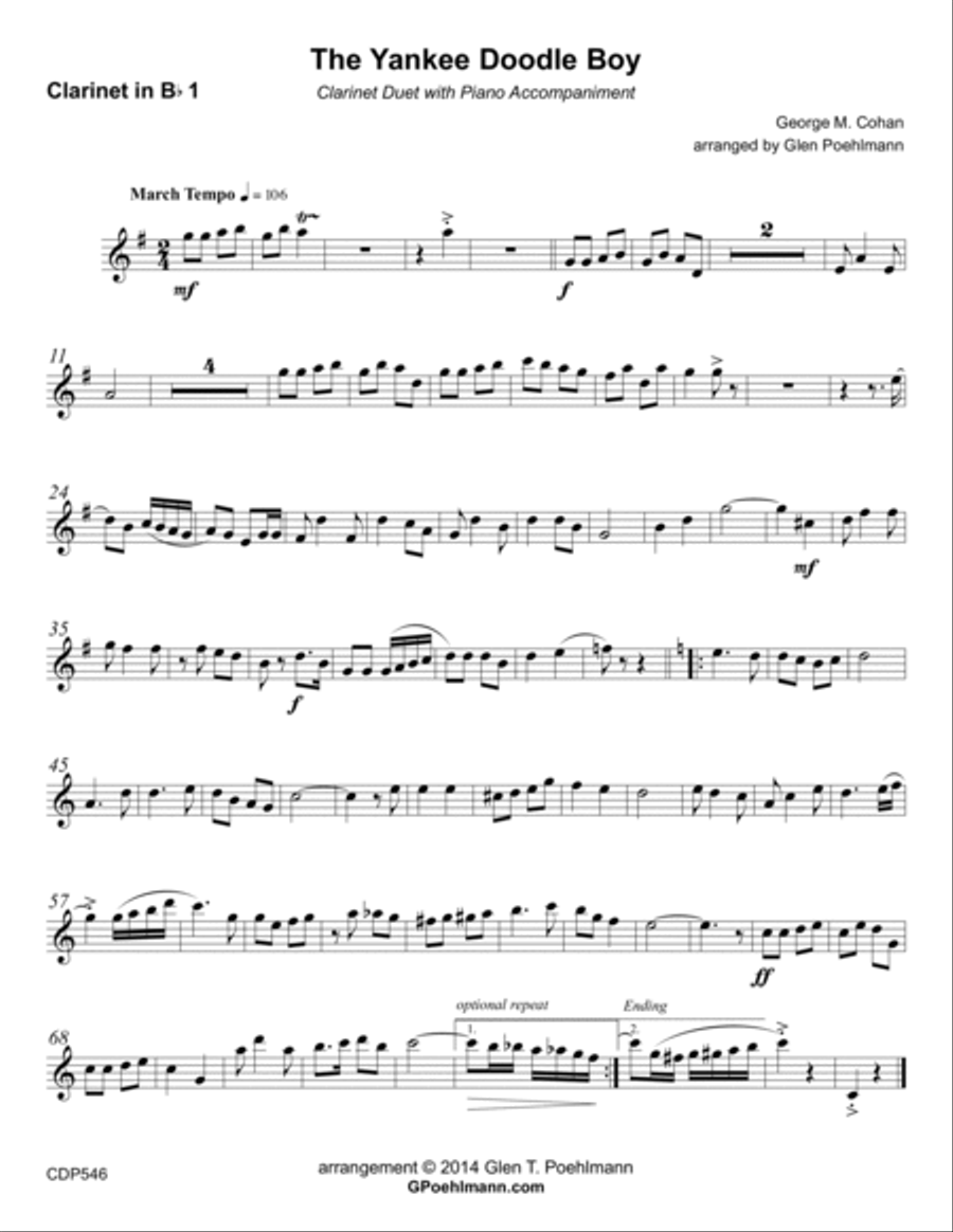 YANKEE DOODLE BOY - CLARINET DUET with Piano Accompaniment Clarinet Duet scores gallery preview page 4