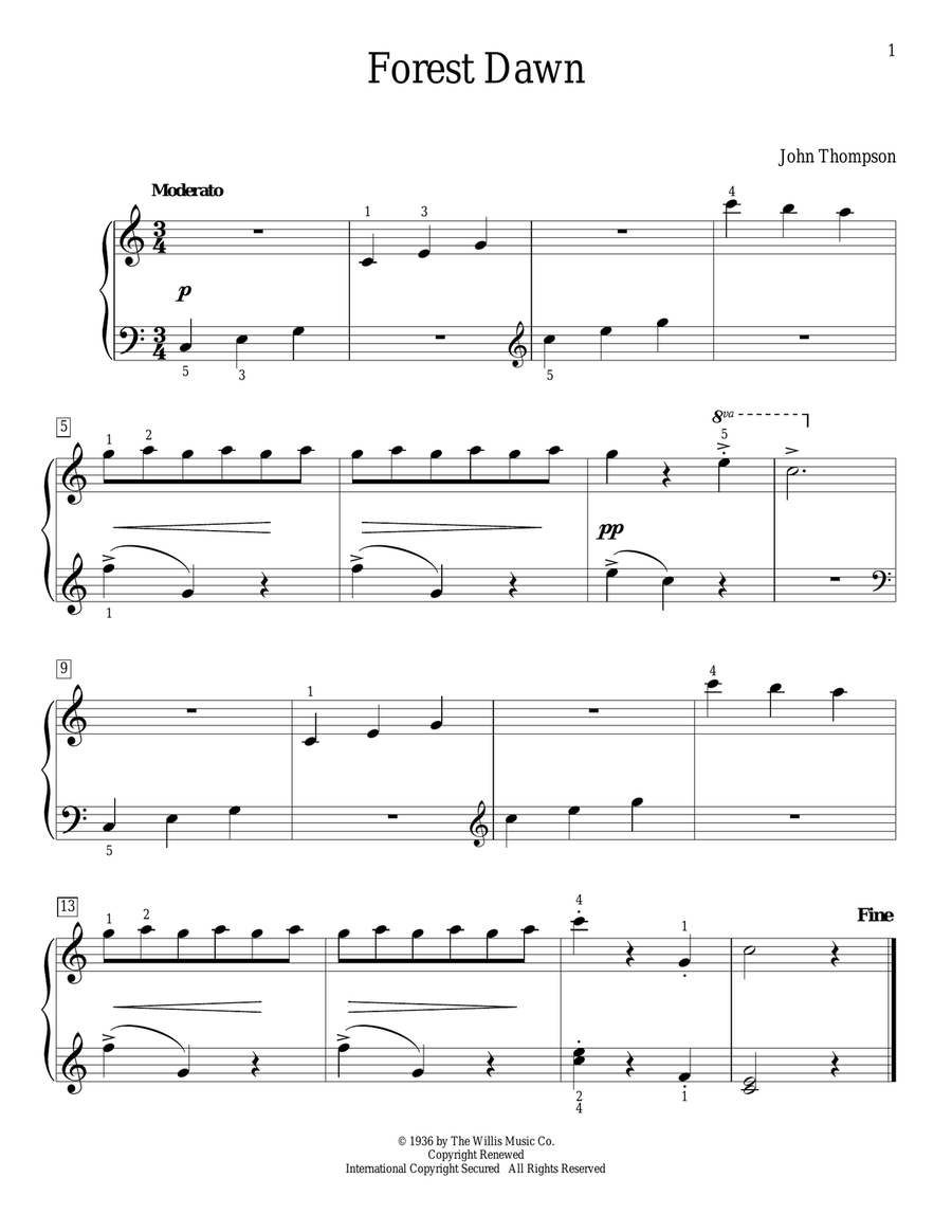 Forest Dawn Piano Method scores gallery preview page 1