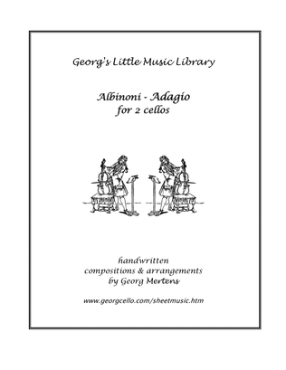 Book cover for Albinoni Adagio - For 2 Cellos