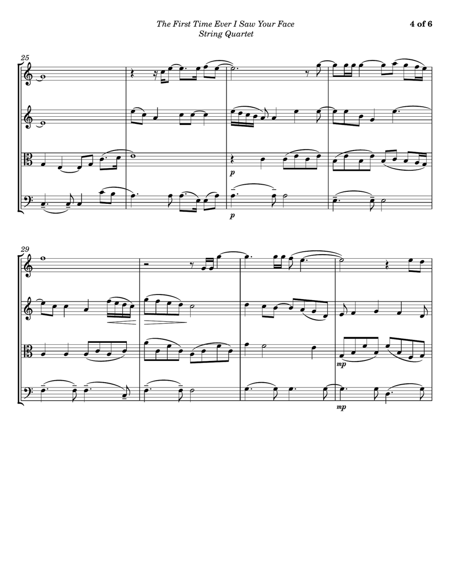 The First Time Ever I Saw Your Face String Quartet scores gallery preview page 4