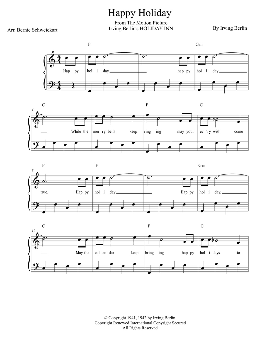 Happy Holiday Happy Holiday Piano, Vocal scores gallery preview page 1