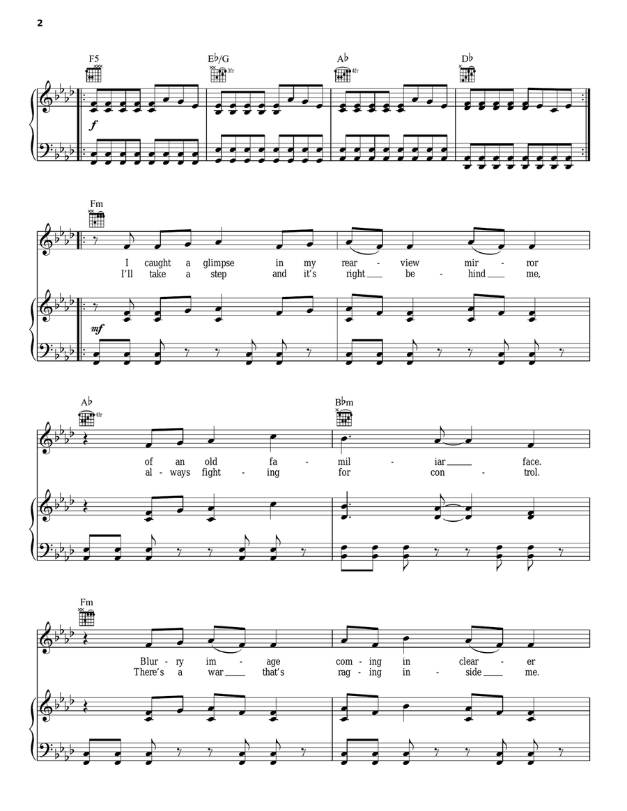 My Own Worst Enemy Piano, Vocal, Guitar scores gallery preview page 2