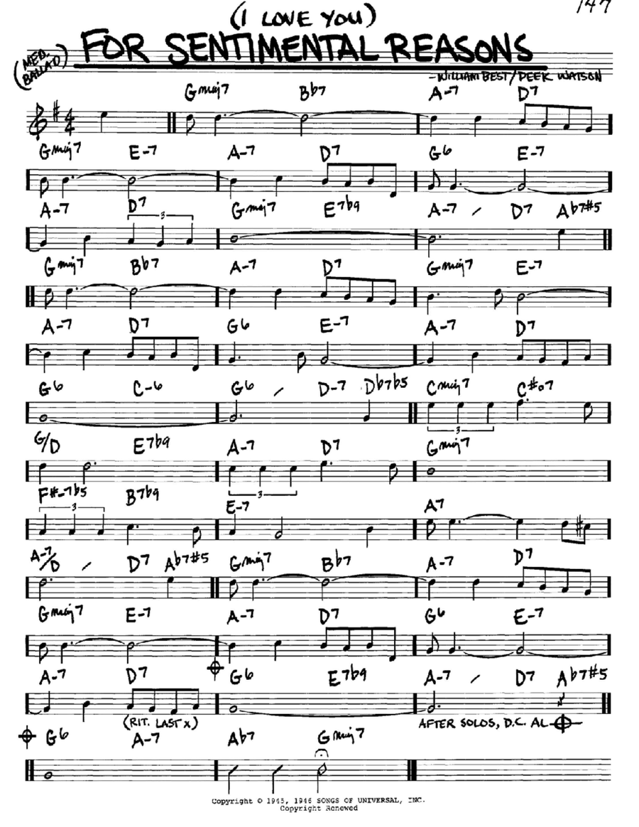 (I Love You) For Sentimental Reasons Piano scores gallery preview page 1
