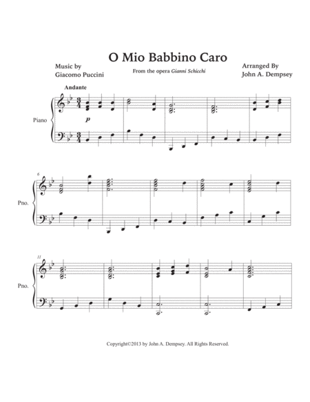 O Mio Babbino Caro (Puccini Piano Solo) image number null