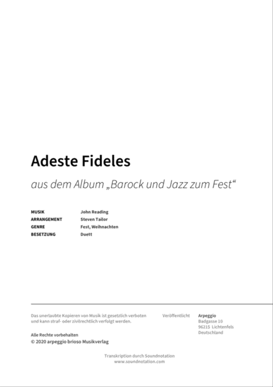 Adeste Fideles Adeste Fideles String Duet scores gallery preview page 2