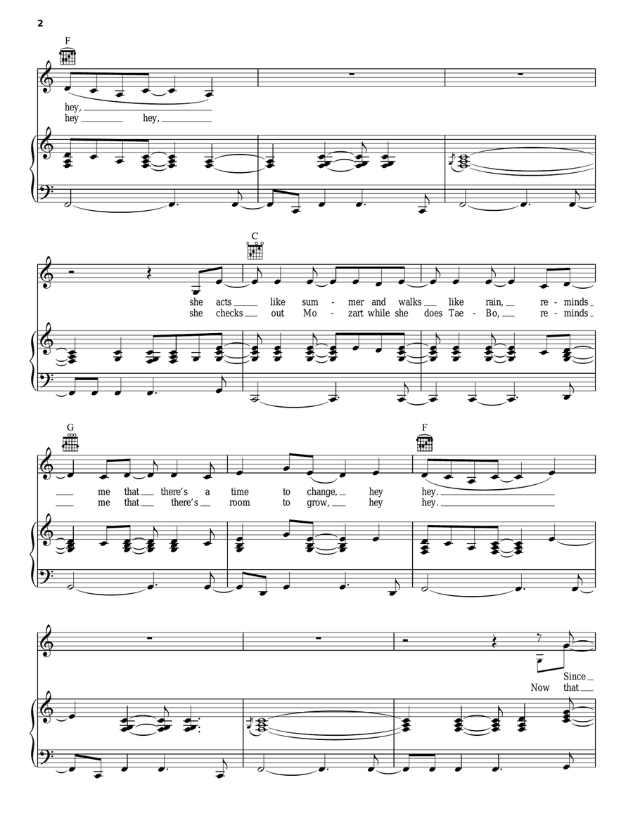 Drops Of Jupiter (Tell Me) Piano, Vocal, Guitar scores gallery preview page 2