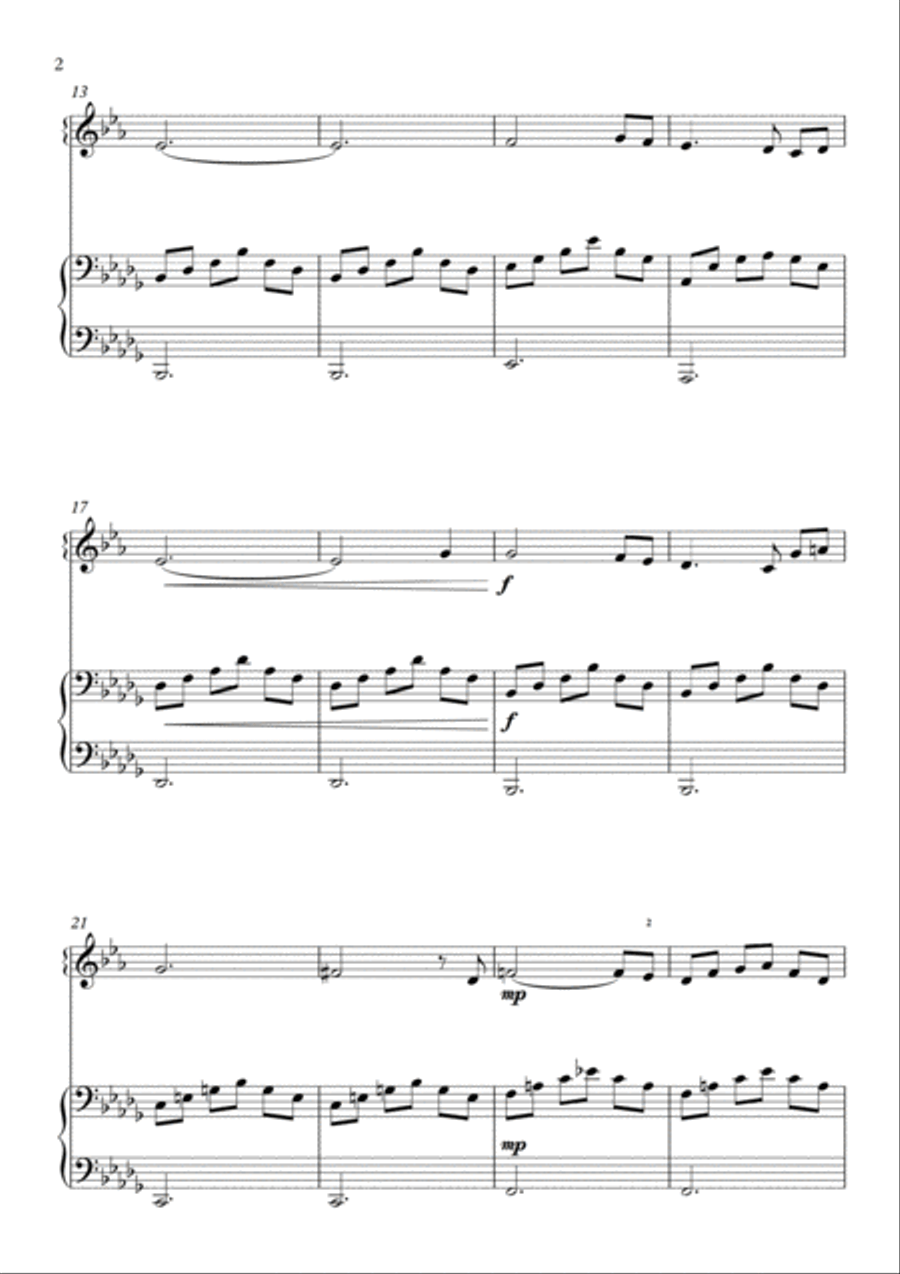 Ave Maria - Schubert for Trumpet and Piano - Eb major B-Flat Trumpet scores gallery preview page 3